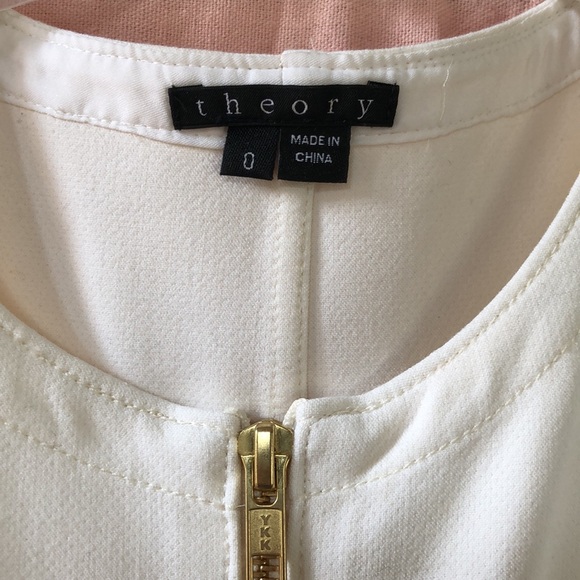THEORY Cream Dress w Gold zipper - Size 0. EUC - Picture 3 of 6